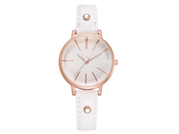 Relógio Feminino Casual de Quartzo Analógico com Pulseira de Pu Branco Elegante e Durável