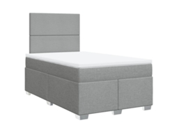 Cama Boxspring com Colchão 120x190 cm Tecido Cinzento claro MAISON EXCLUSIVE