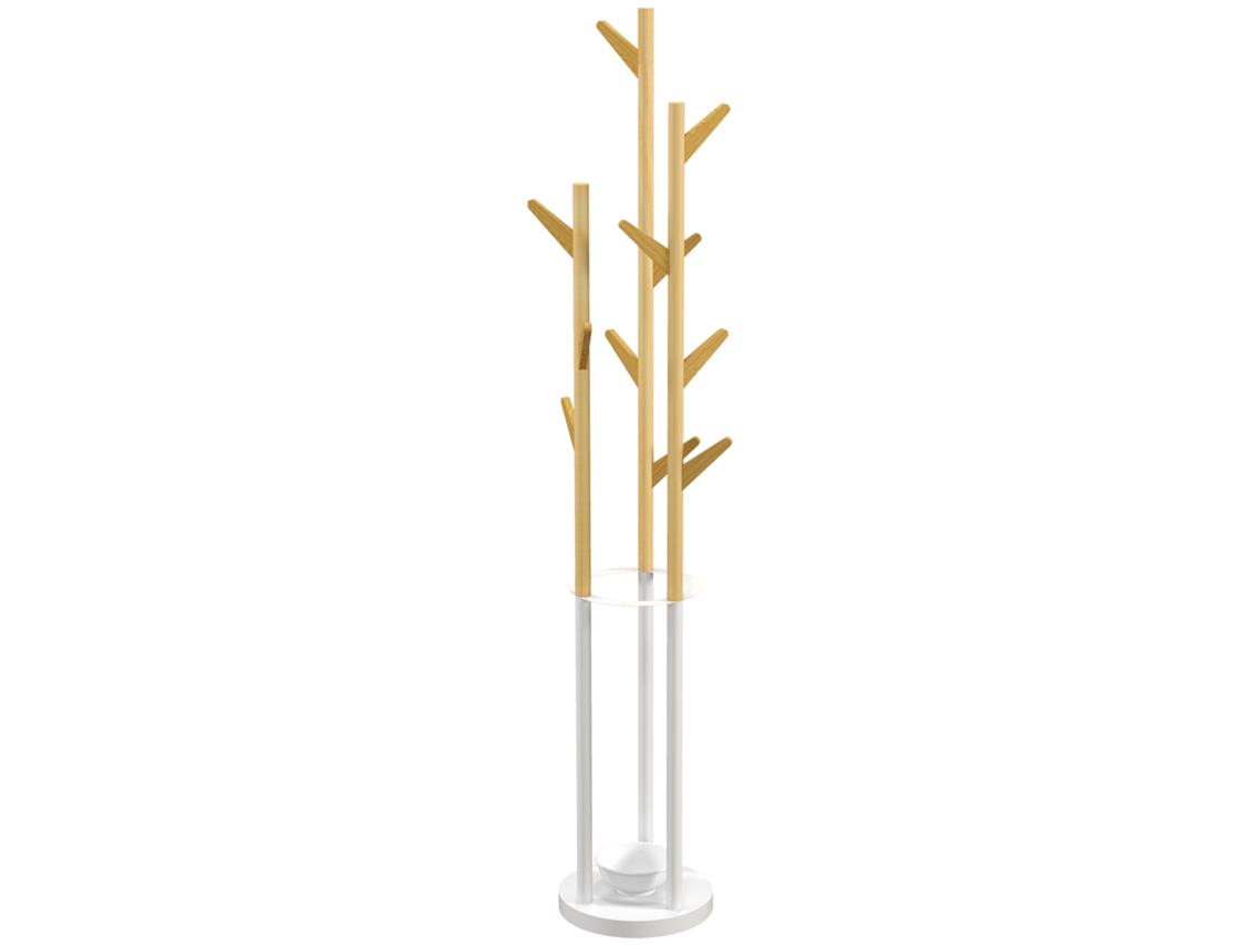 Cabideiro Com Suporte Para Guarda-chuvas E Anchos E, Branco, Metal, Bambu, 12 G