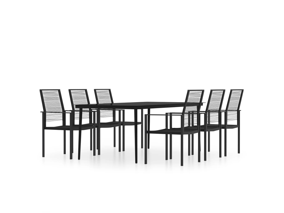 Dining Set, Dining Sets Vidaxl Preto Aço (mesa Com 200 Cm De Comprimento)