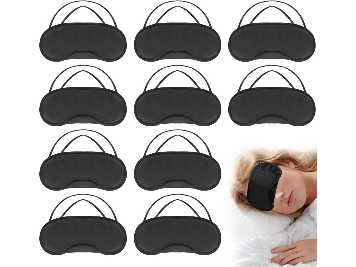 Pacote com 10 Máscaras de Dormir, Bloqueio de Luz, Macias e Respiráveis, Uso em Casa, no Avião, no Trem, Durante Viagens e Cochilos AQUAFORGE