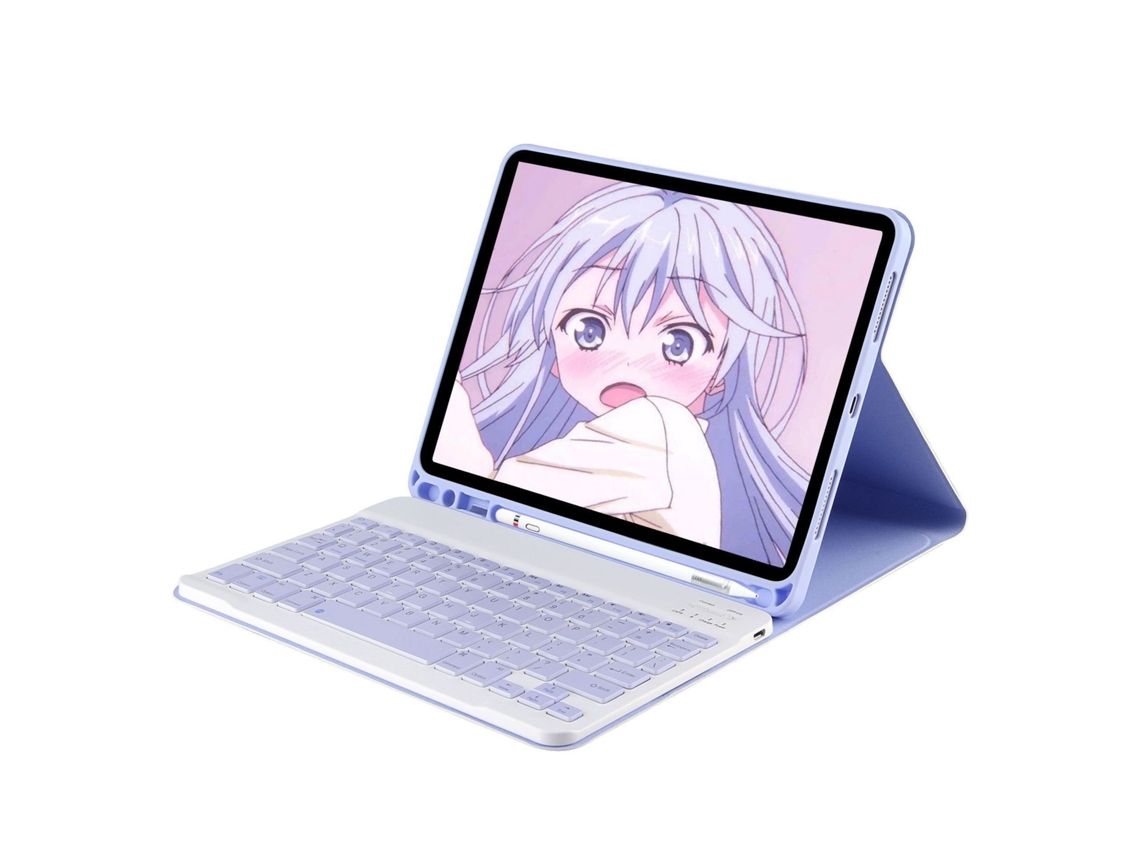 Capa Com Teclado Bluetooth Em Couro Compatível Com Ipad Air 4/5 De 10,9", Magnética, Alça, Cor Roxo