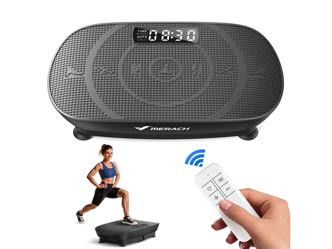 Plataforma vibratória Merach, 10 velocidades, LED, controle remoto, condicionamento físico por vibração, perda de peso, musculação, preta, máx. 150 kg