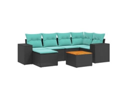 Conjunto de Sofá de Jardim, 7 Peças, Almofadas, Rattan Preto MAISON EXCLUSIVE