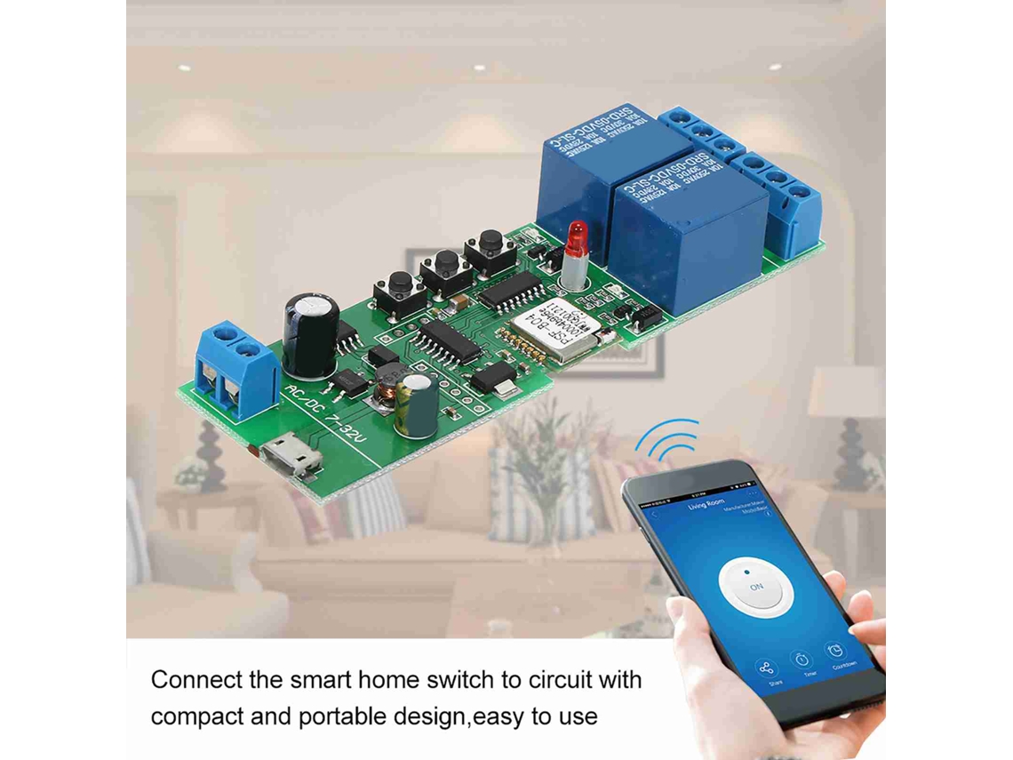 Módulo de interruptor Wi-Fi inteligente (saída de 2 canais, ampla adaptação de tensão)