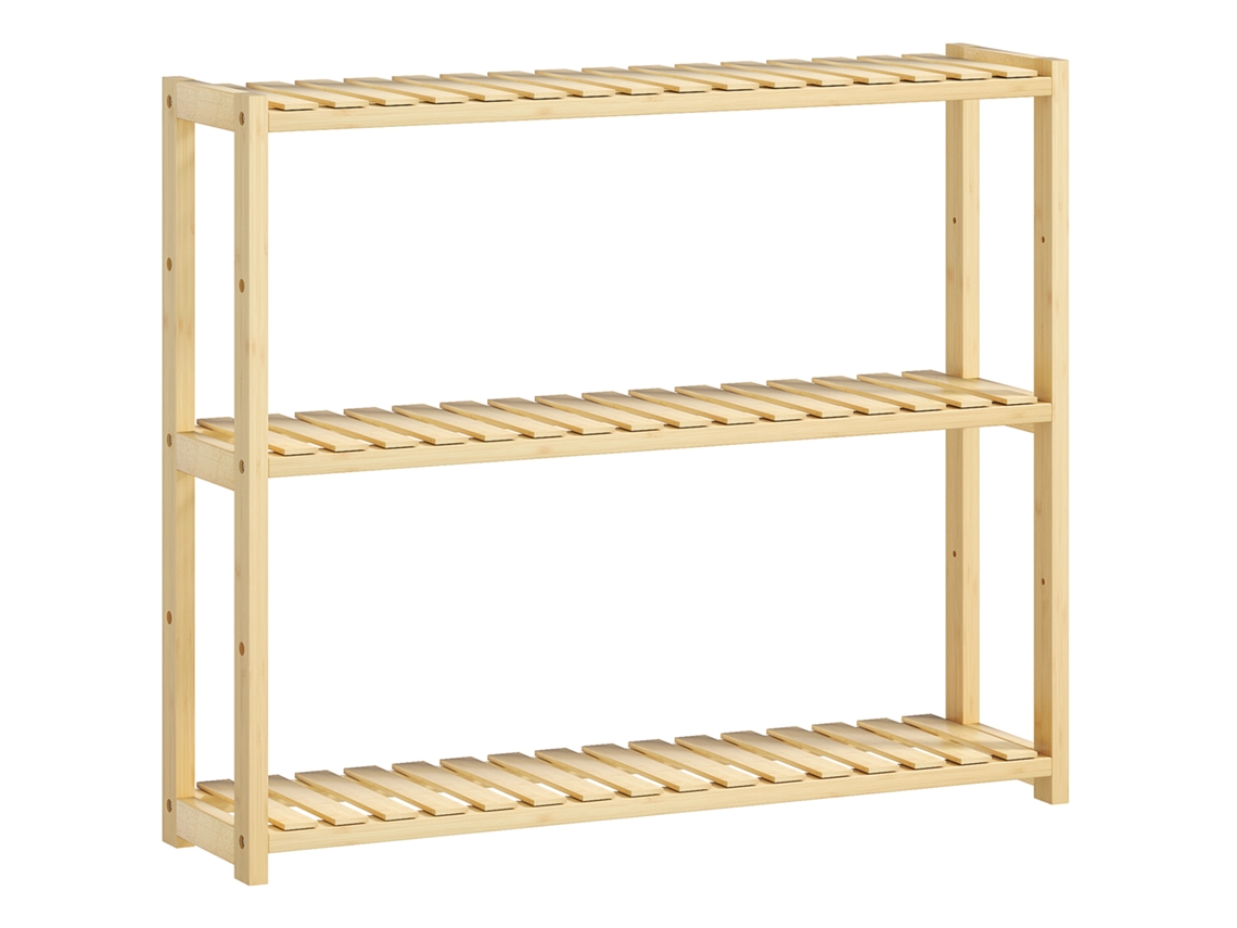 Prateleira De Banheiro De 3 Níveis Com 5 Posições Ajustáveis, Bambu, 60x15x50 Cm, Cor Madeira