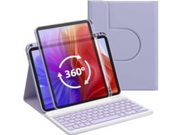 Capa Com Teclado Bluetooth Para Ipad 7/8/9/10,2 Polegadas Caneta Stylus Não Incluída (português-roxo)