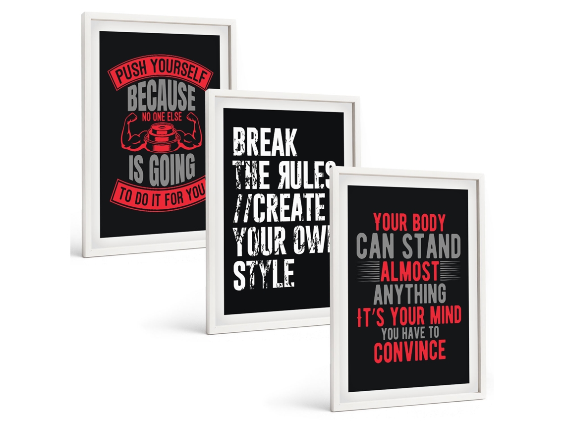 Composição De Quadros Motivação, Treinamento, Autodesenvolvimento Moldura Branca Fotos Para O Escritório Espelharte (3 Piezas De 40x60 Cm)