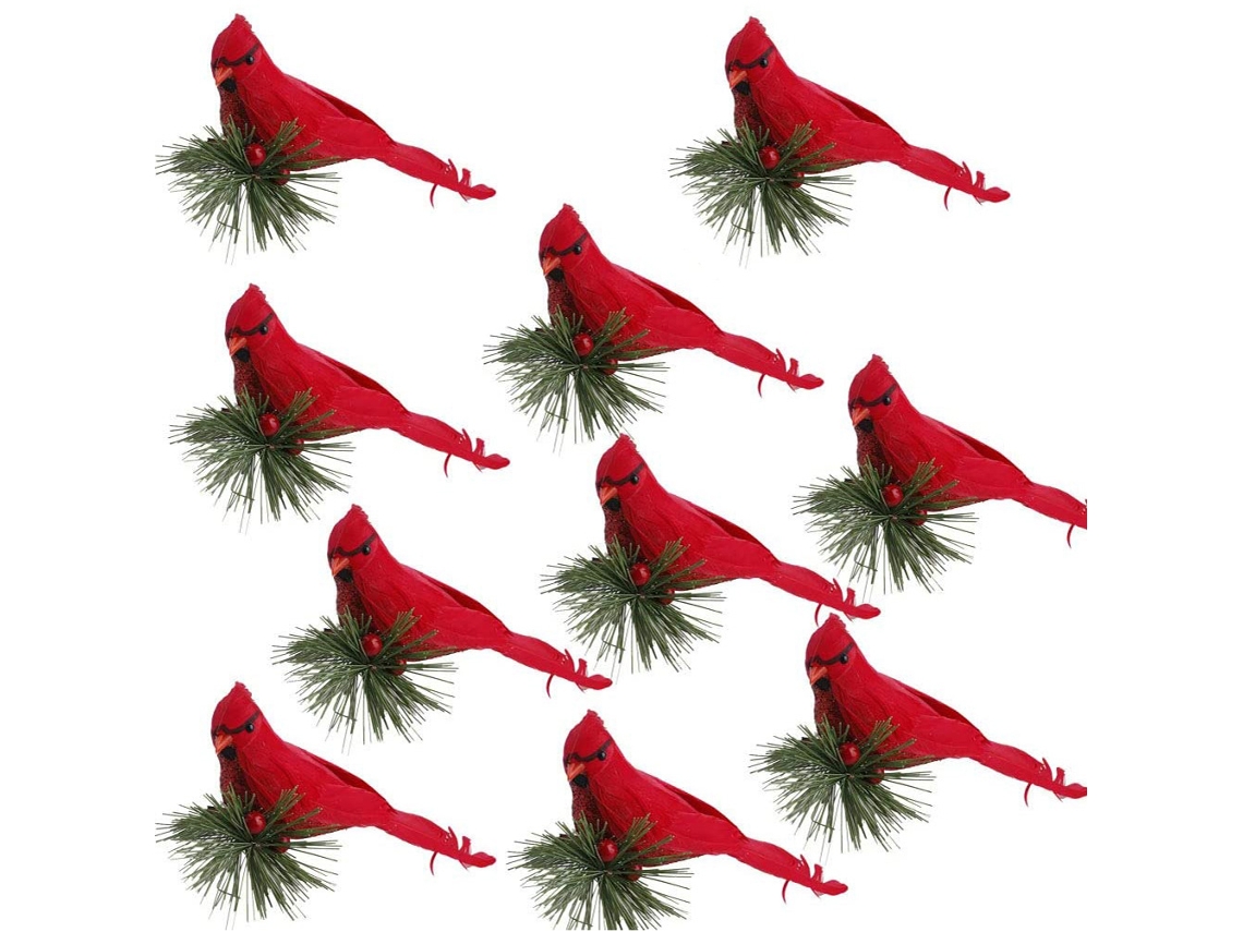 Pássaros Artificiais em Espuma com Clips para Decoração de Natal, Casamentos e Festas LAXISCREED