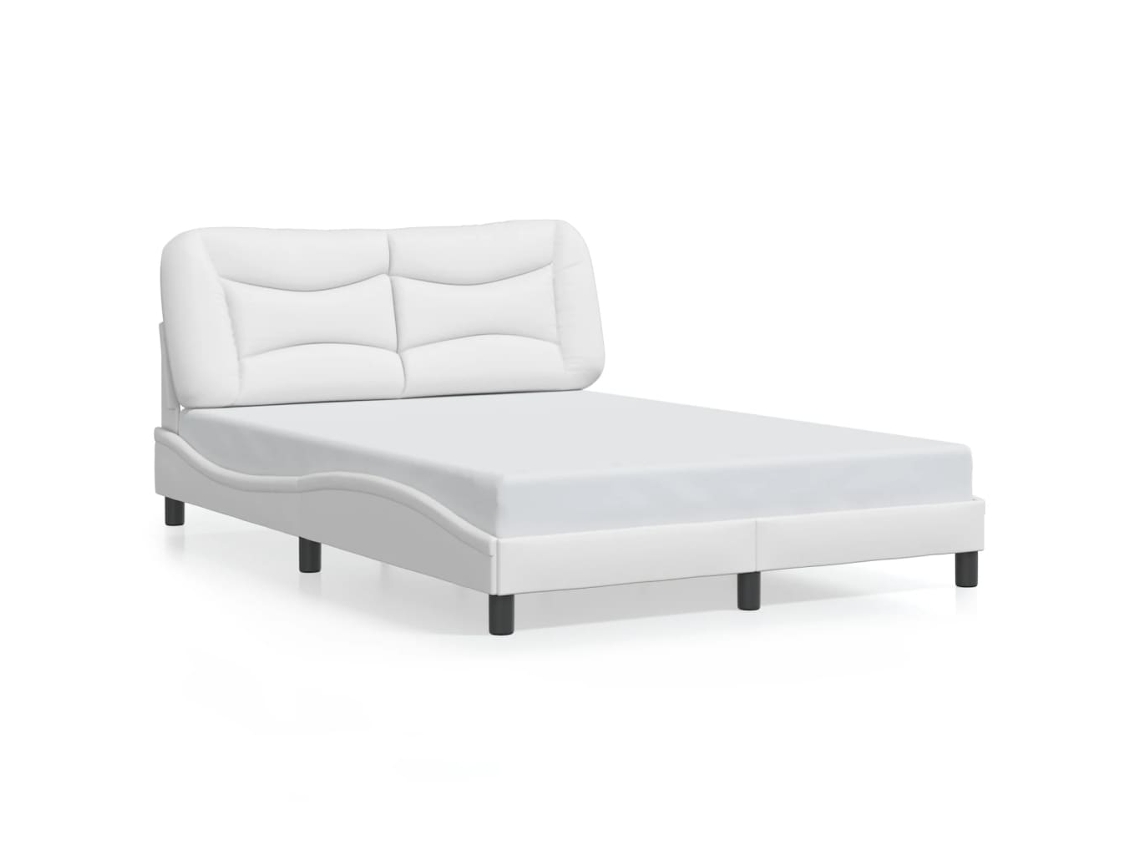 Bed Frame, Bed Frames Vidaxl Branco Couro Artificial (140 X 200 Cm)