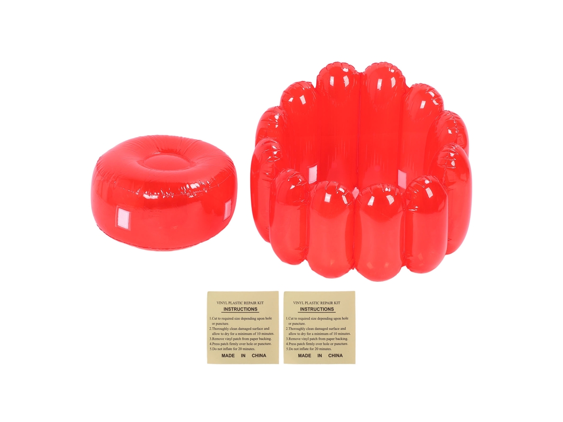 Sofá Inflável Portátil, Transparente, Vermelho Candy