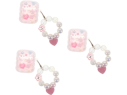 Conjunto de 3 Capas para Fones de Ouvido com Estampa Floral para Mulheres, com Chaveiro de Miçangas. SFUSHOS