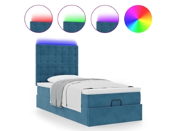 Estrutura Cama Otomana com Colchões Veludo Azul Escuro MAISON EXCLUSIVE (80x200 cm)