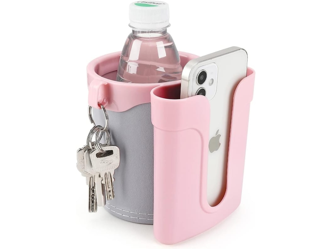 Suporte De Copo Para Bicicleta 3 Em 1 Com Suporte Para Celular E Chaves, Universal Para Bicicletas, Patinetes, Cinza Rosa