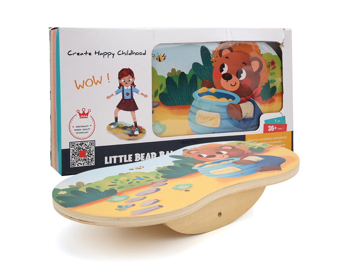 Primerox prancha de Equilíbrio para Crianças Brinquedo de Integração Sensorial Educação Física Jogo com Urso