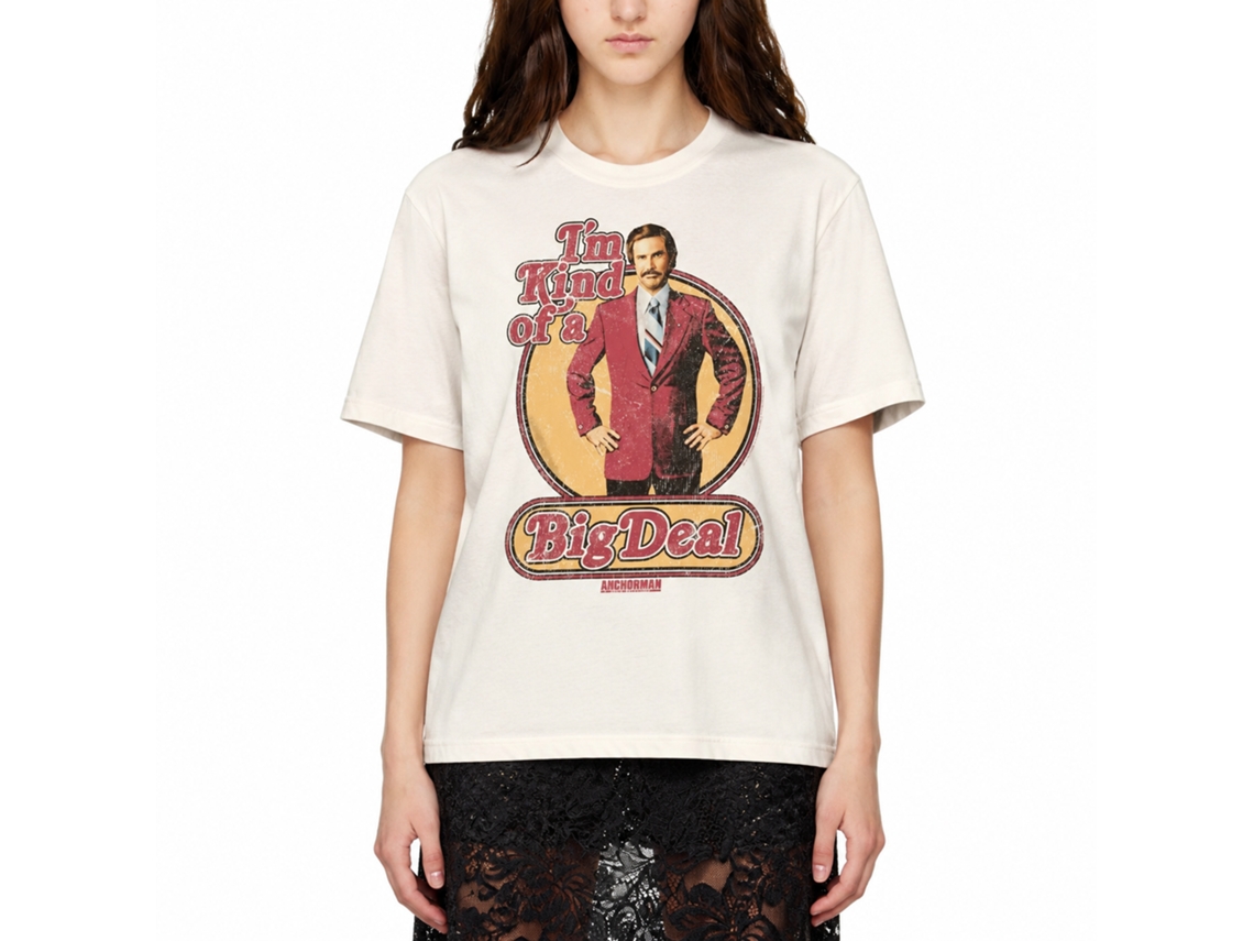 Rockinstone Anchorman Movie Retro Big Deal Solid Natural Adult T-shirt Size:s