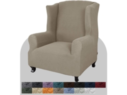 Funda para Sillón de Alas 1 Pieza Elástica Spandex Jacquard Protector de Sofa Con Barra de Espuma Color Caqui