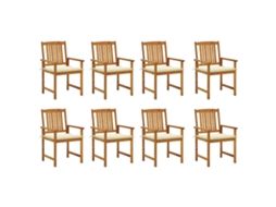 Cadeiras De Jardim Com Almofadões 8 Pcs Acácia Maciça Dkd Home Decor