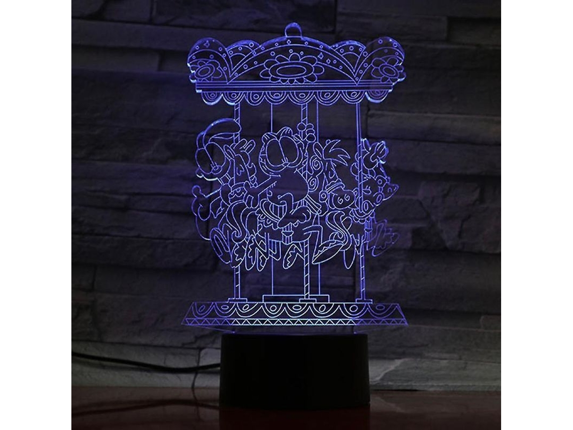 Lâmpada De Noite 3d Garfield Led Para Quarto Com Mudança De Cor E Interruptor Táctil