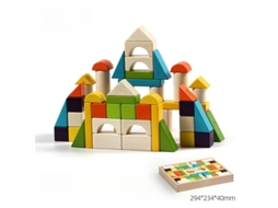Conjunto De Blocos De Construção Grandes Em Madeira Brinquedos Educativos De Empilhar Para Crianças Em Idade Pré-escolar(54 Peças) Hexinyigjly