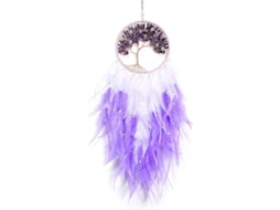 Aranha De Sonhos Artesanal Grande Com Penas, Decorativo De Parede Para Quarto E Lar, Roxo