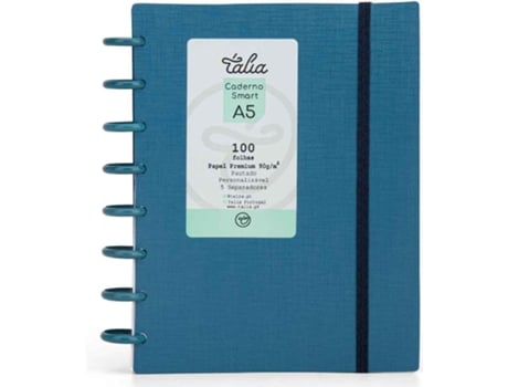 Caderno Smart Espiral A5 Pautado Azul Talia