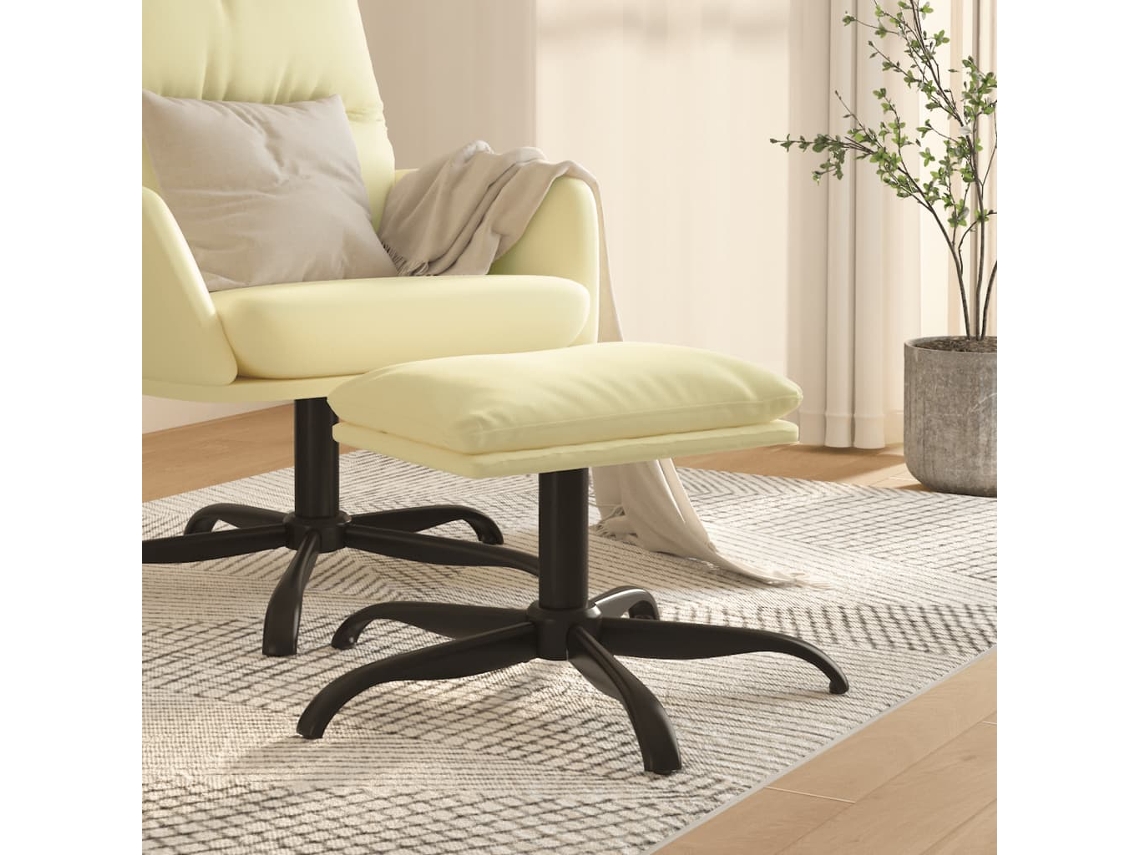 Vidaxl Apoio De Pés 60x60x36 Cm Couro Artificial Cor Creme