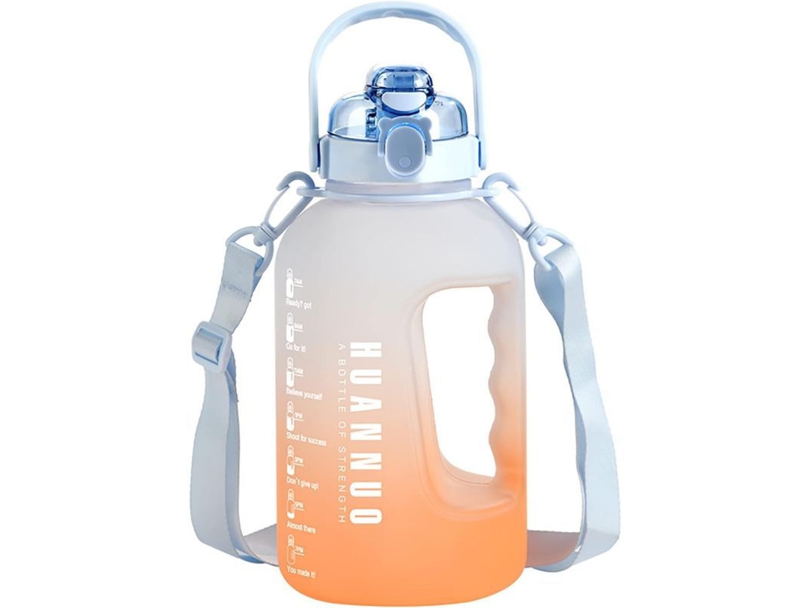 2026 botella de Água 2.2l Sem Bpa com Canudo e Marcas de Tempo Gradiente Azul Laranja Vgr