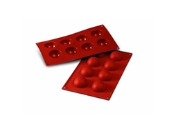 SILIKOMART 20.004.00.0060 Sf004 Molde em Forma de Meia Esfera 8 Cavidades Terracota Silicone Sf004-C