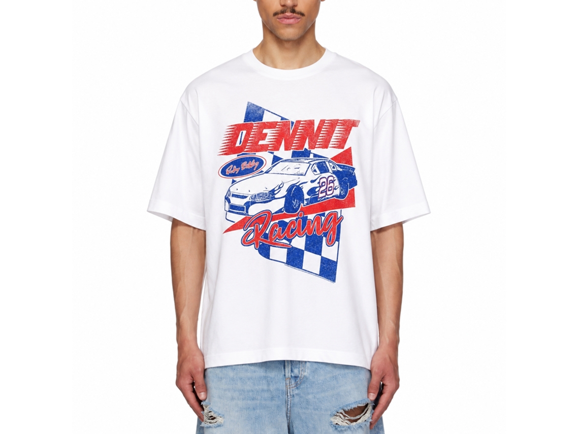 Rockinstone Talladega Nights Movie Dennit Racing White Adult T-shirt Size:xl