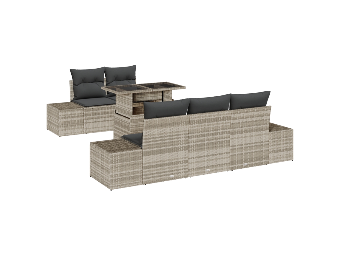 Conjunto 6 Conjunto De Sofá De Jardim Vidaxl Cinzento-claro Vime Pe (100 X 55 X 73 Cm)