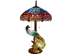 Abajures De Mesa Estilo Tiffany Com Pavão, Luminárias De Mesa 45cm Com Vitral Em Formato Libélula, Luminária De Leitura