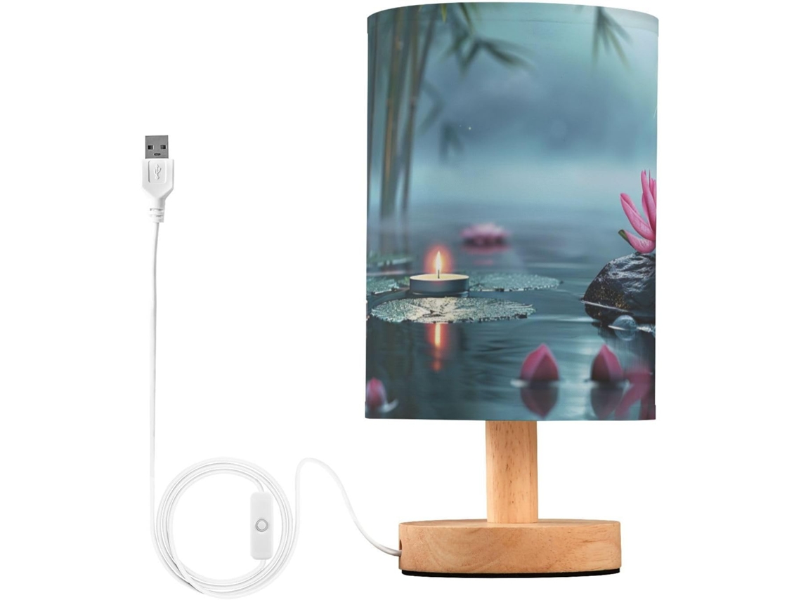 Luminária De Cabeceira Zen Pequena Skyshu Em Pedra Basáltica, Luminária De Mesa Led Usb, Luminária De Cabeceira Com Base