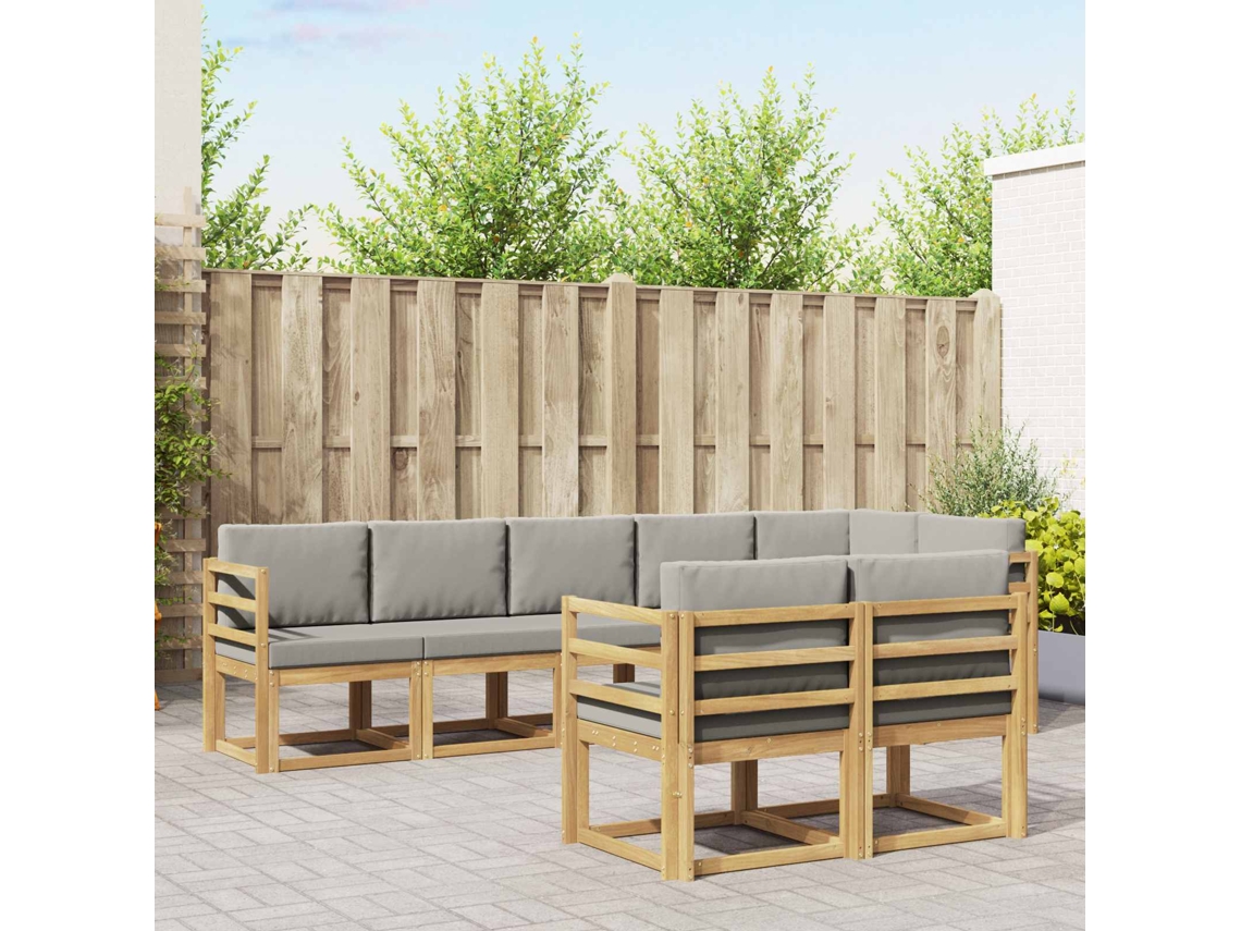 Vidaxl Conjunto De Sofás Para Exterior 8 Unid. Branco E Cinzento-claro