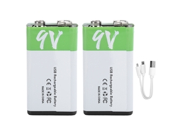 Aetheria 2 Baterias Recarregáveis 9v 650mah com Interface Usb, Cabo de Dados e Indicador Led