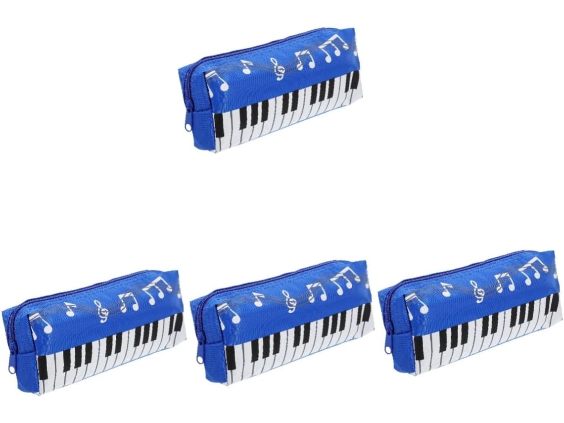 Estojo de Lona Healeved 4 Peças com Estampa Teclado Piano, Bolsa Portátil para Armazenamento Prático Materiais