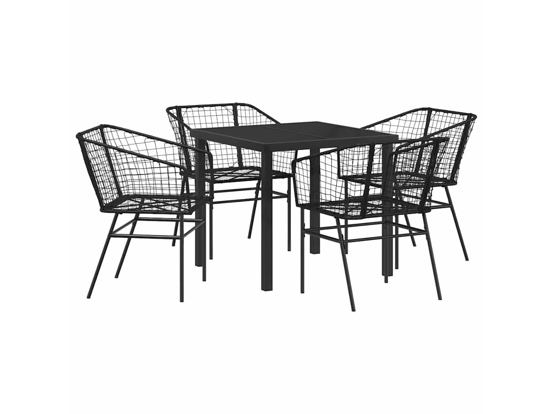 Conjunto de Jantar para Jardim 5 Pcs - Móveis de Jardim para Refeição Preto Vime Pe HARLANV1