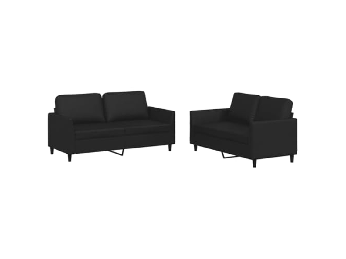Sofa Set, Sofa Sets Vidaxl Preto Couro Artificial (n/a)