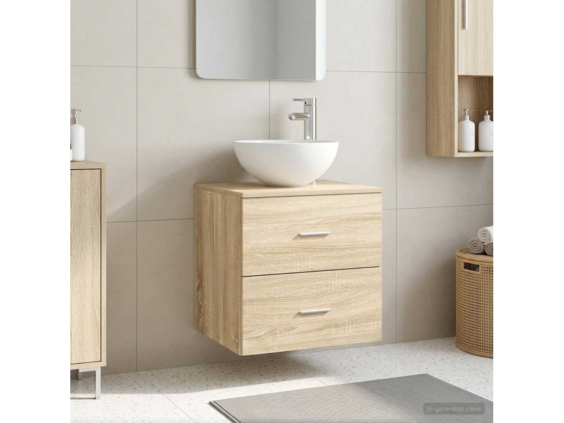 Vidaxl Vanidade Com Pia De Parede Carvalho Sonoma 49,5 X 35 X 63 Cm