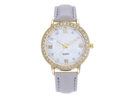 Relógio de Quartzo com Pulseira de Couro Simples e Fashion para Jovens (cinza)