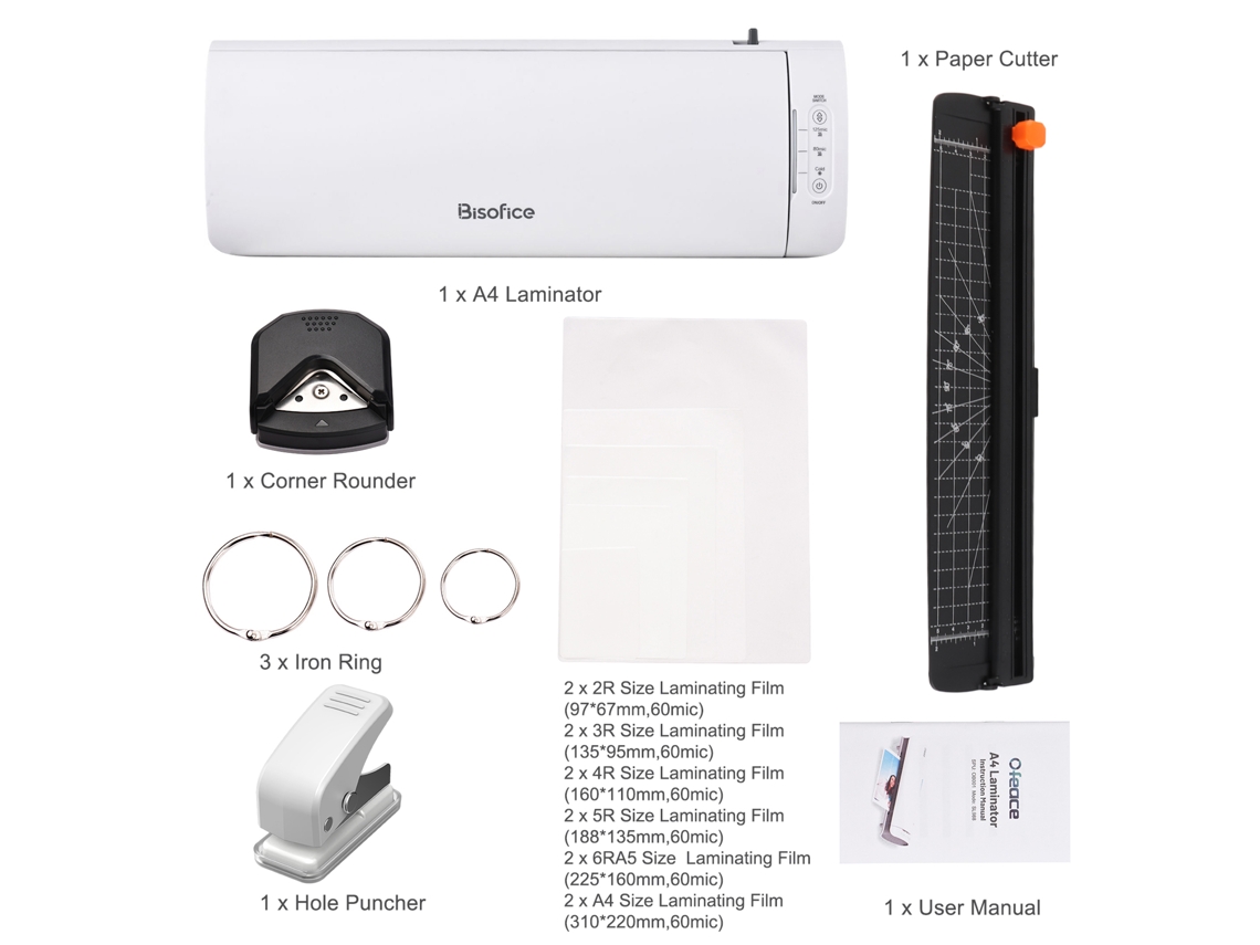 Máquina De Laminar De Escritório Sl988 A4 6 Em 1 Com Cortadora, Perfuradora E Rodillos Quentes E Frios 9 Polegadas