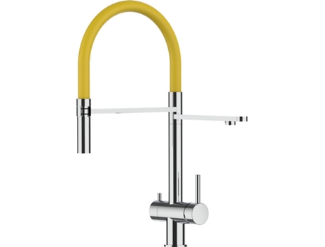 Torneira de cozinha VIZIO 3 Vias Tubo Giratória 360° Aço polido Amarelo (Aço)