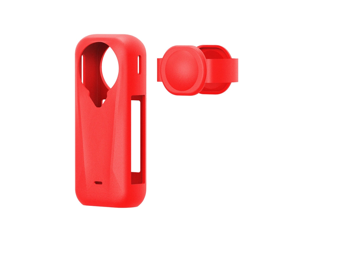 Capa De Silicone Protetora Para Insta360 X4 Air Com Tampa De Lente Vermelho Panoona