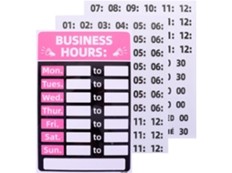 Adesivos Para Sinalização De Horário Funcionamento Lojas, Pvc, Rosa, 2 Peças, Autoadesivos, Para Lojas E Cafés, Para