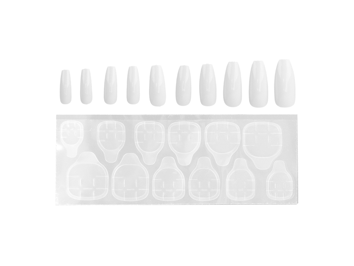 10 Unhas Postiças Press On Longas Tipo Coffin De Cobertura Completa Para Mulheres E Meninas N5342-01