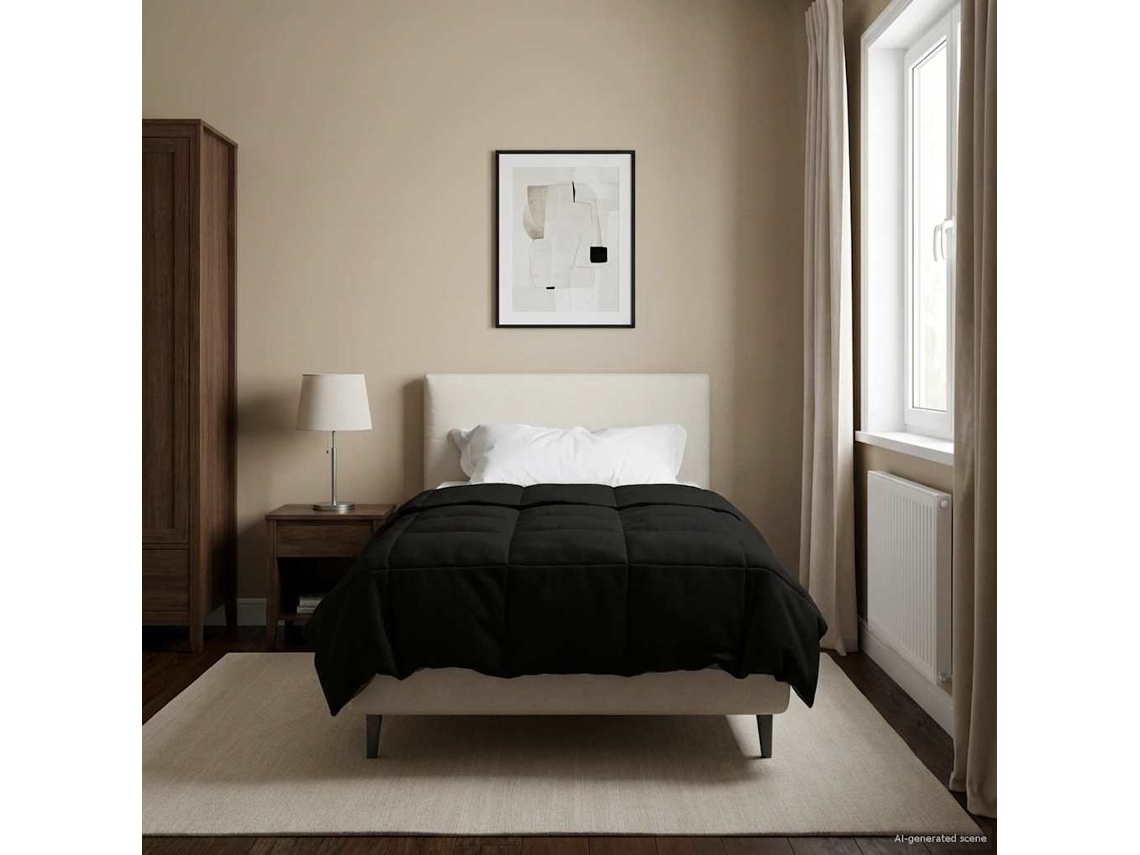 Vidaxl Edredom De Verão Simples 155 X 200 Cm Verão Preto Respirável