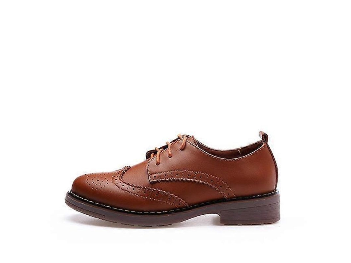 2026 sapatos Oxford Feminino Estilo Britânico Vintage de Couro Genuíno Casual com Cadarço Flat Brogue Mulher