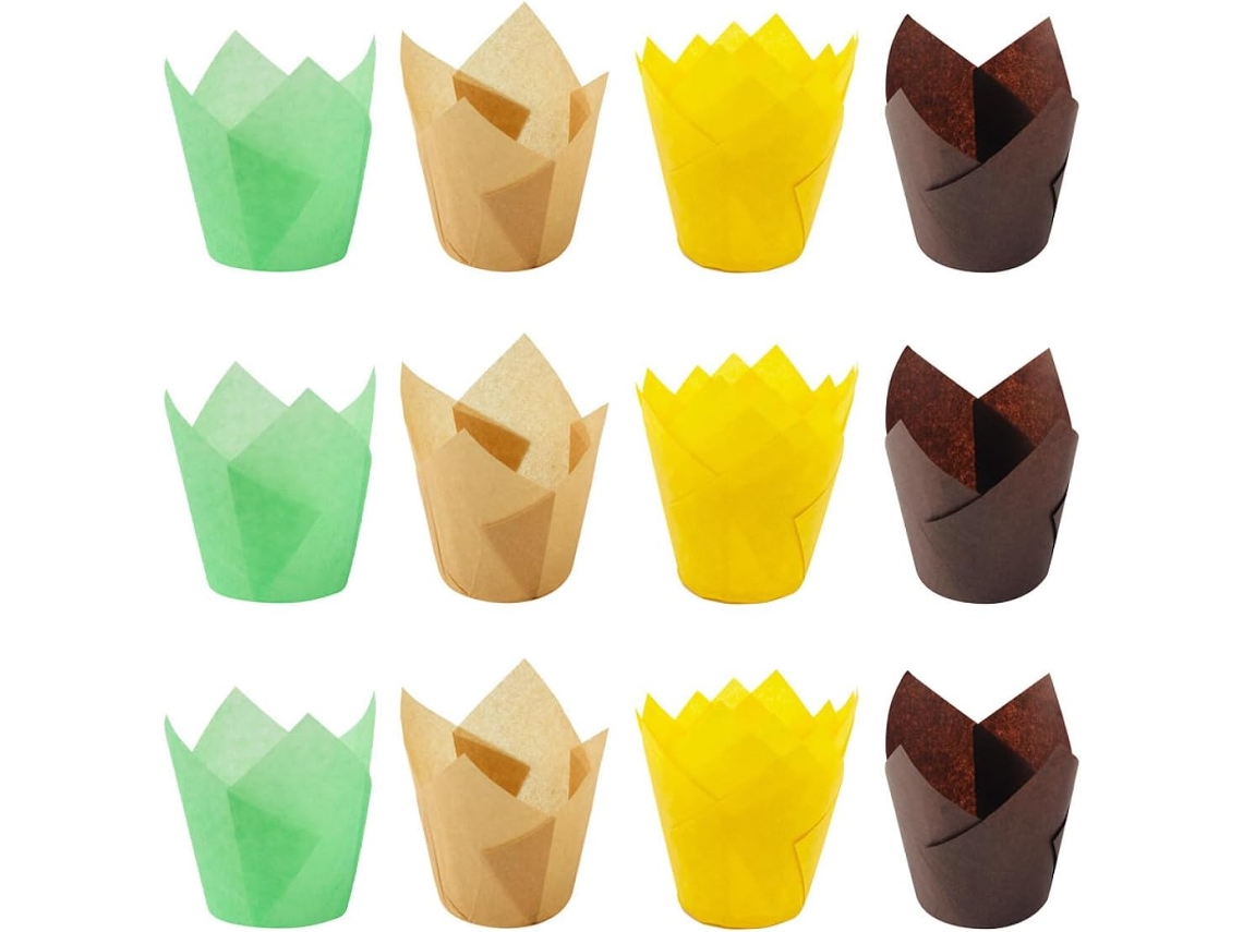 Conjunto De 200 Forminhas De Papel Para Muffins E Cupcakes, Formato Tulipa, Cores Sortidas