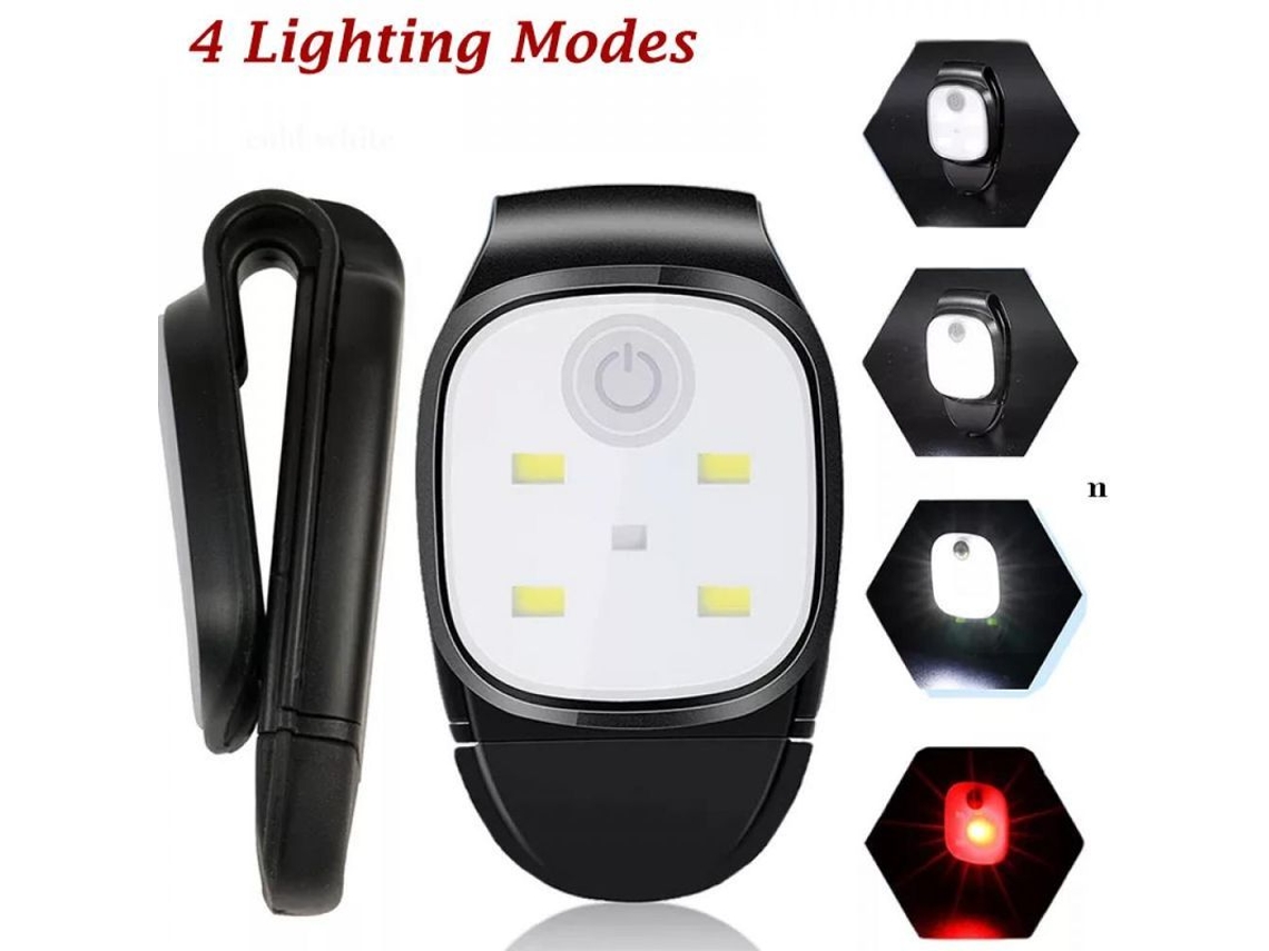 2026 lanterna Clip Led Recargável Usb 4 Modos Luz Segurança Caminhada Corrida Pesca Camping Noturno