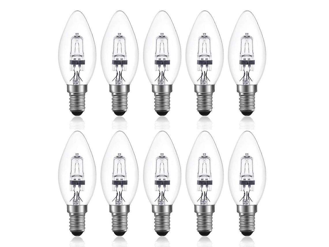 Rebe Regulável Lâmpada Halógena 42w E14 C35 220 240v Branca Quente 2700k Transparente 613lm 35xh98mm (10 Peças)